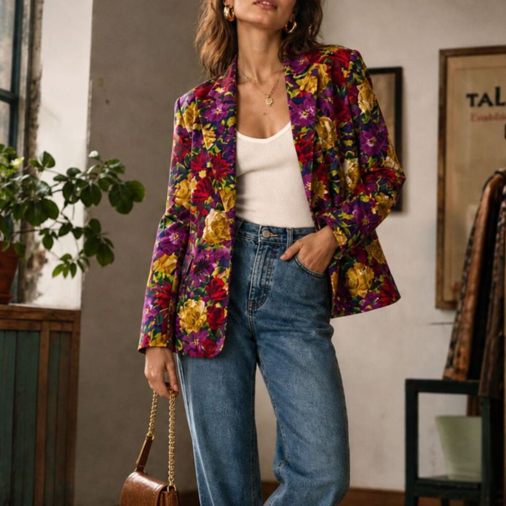 Vintage Talbots Silk Floral Blazer – Eclectic Grandpa Cottagecore Jacket 8